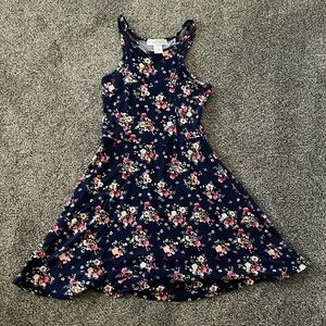 Super soft summer dress navy blue with floral pattern